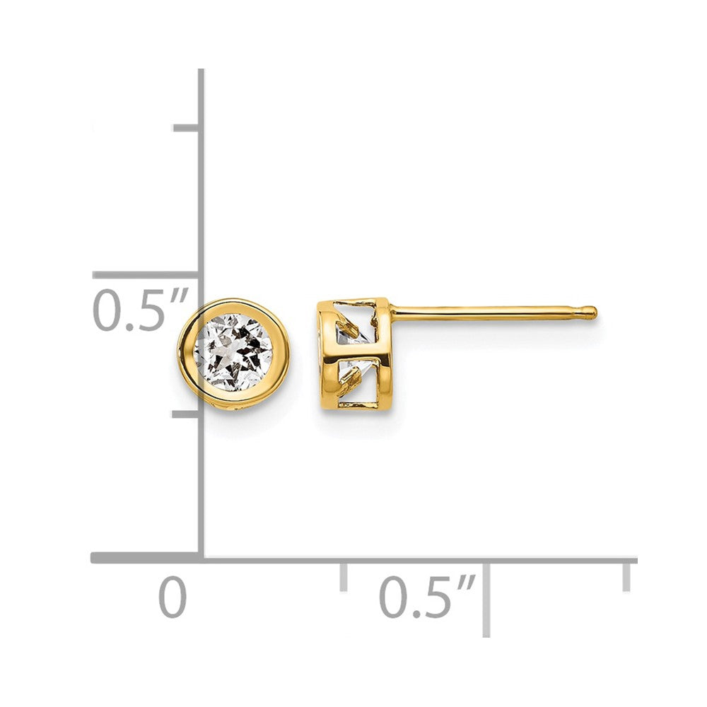 14k 4mm Bezel April/White Topaz Post Earrings