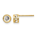 14k 4mm Bezel April/White Topaz Post Earrings
