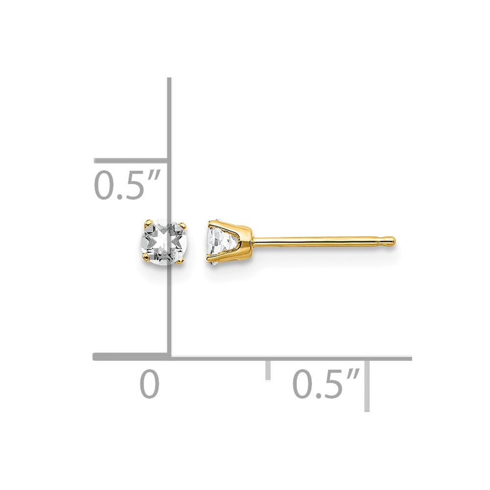 14k 3mm April/ White Topaz Post Earrings