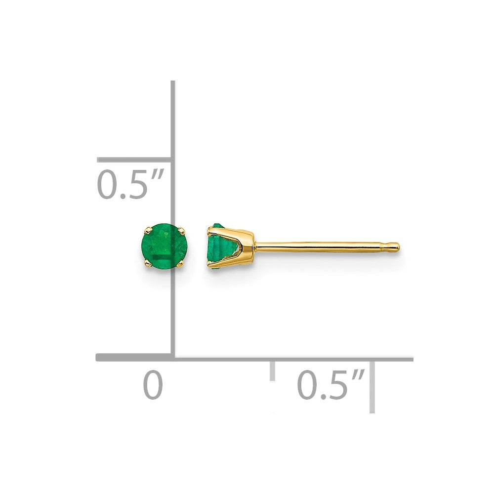 14k Yellow Gold 3mm May/Emerald Post Earrings
