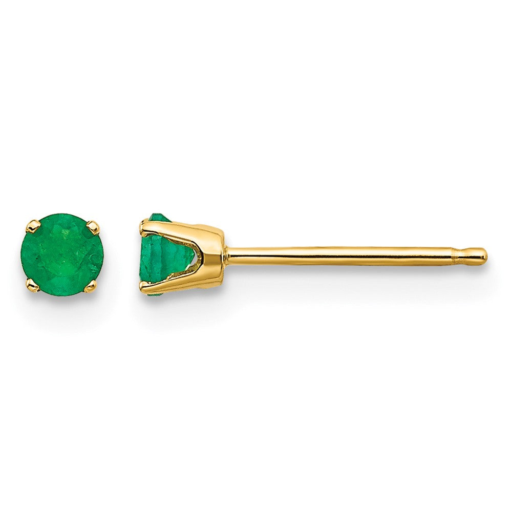 14k Yellow Gold 3mm May/Emerald Post Earrings