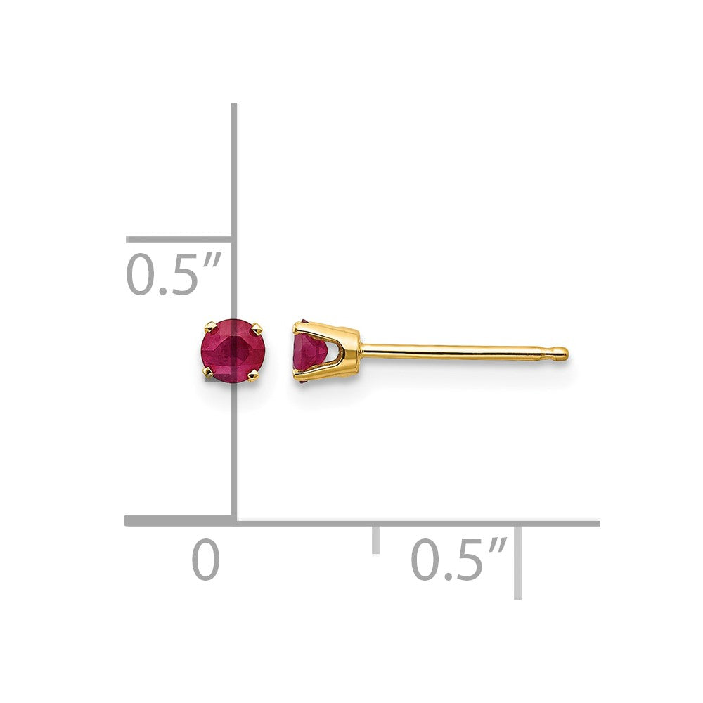 14k 3mm July/Ruby Post Earrings