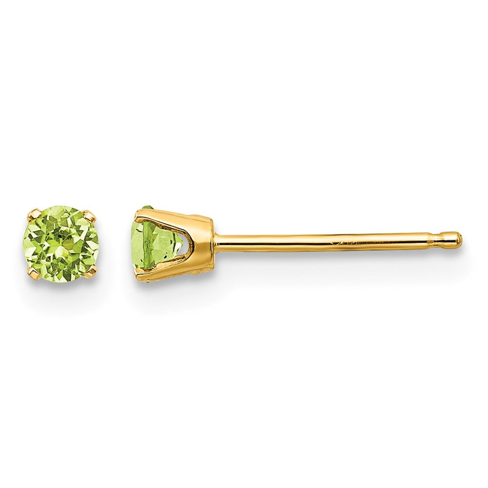 14k 3mm August/Peridot Post Earrings