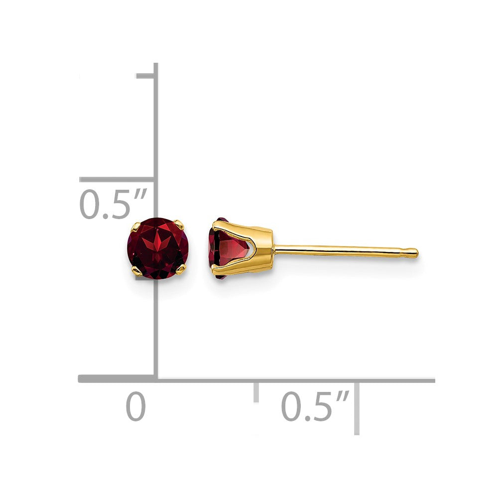 14k 4mm Round January/Garnet Post Earrings