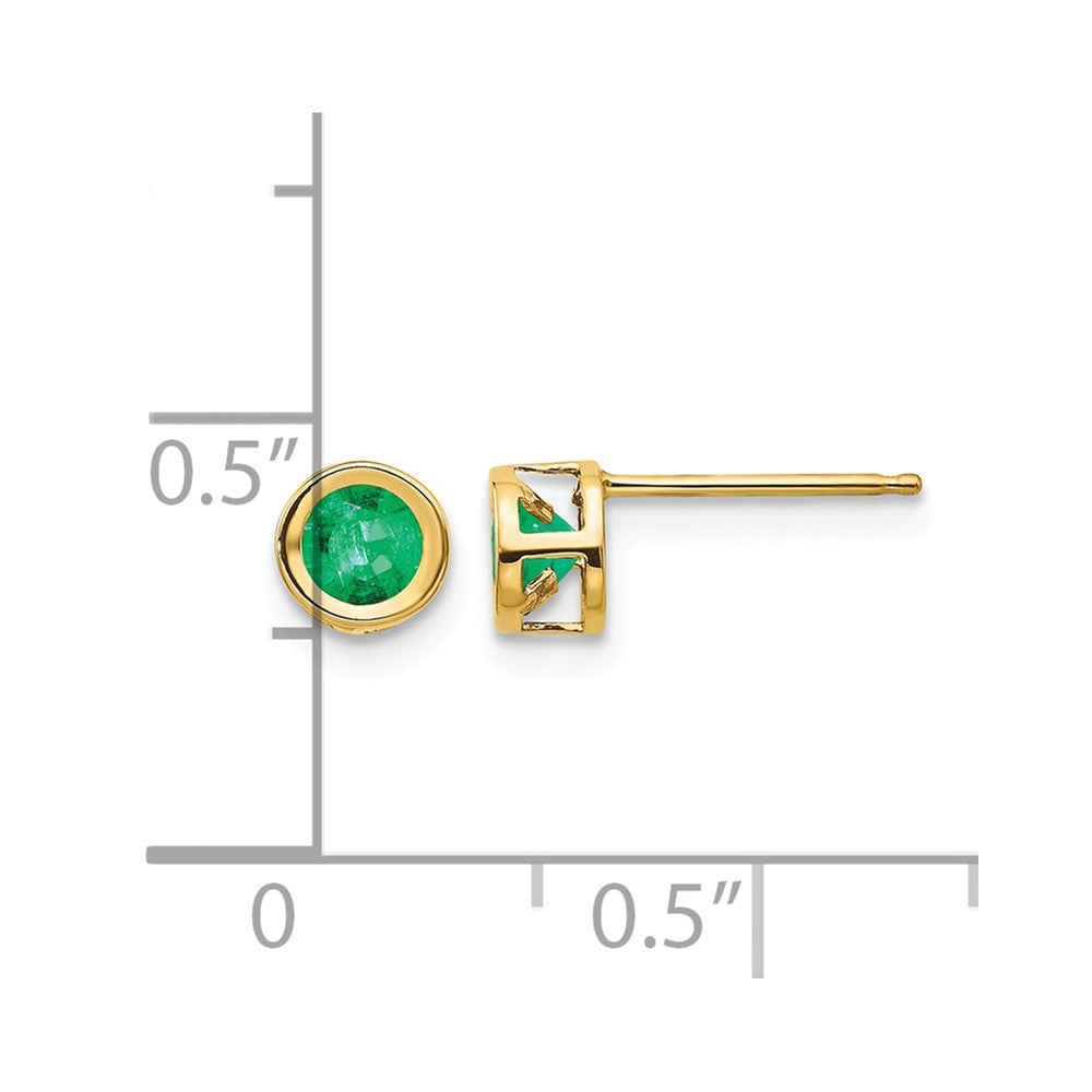 14k 4mm Bezel May/Emerald Post Earrings