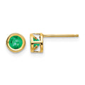14k 4mm Bezel May/Emerald Post Earrings