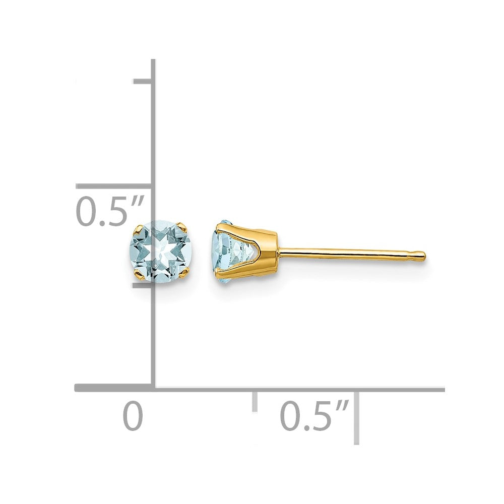 14k 4mm March/Aquamarine Post Earrings