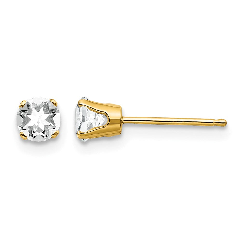 14k 4mm April/White Topaz Post Earrings