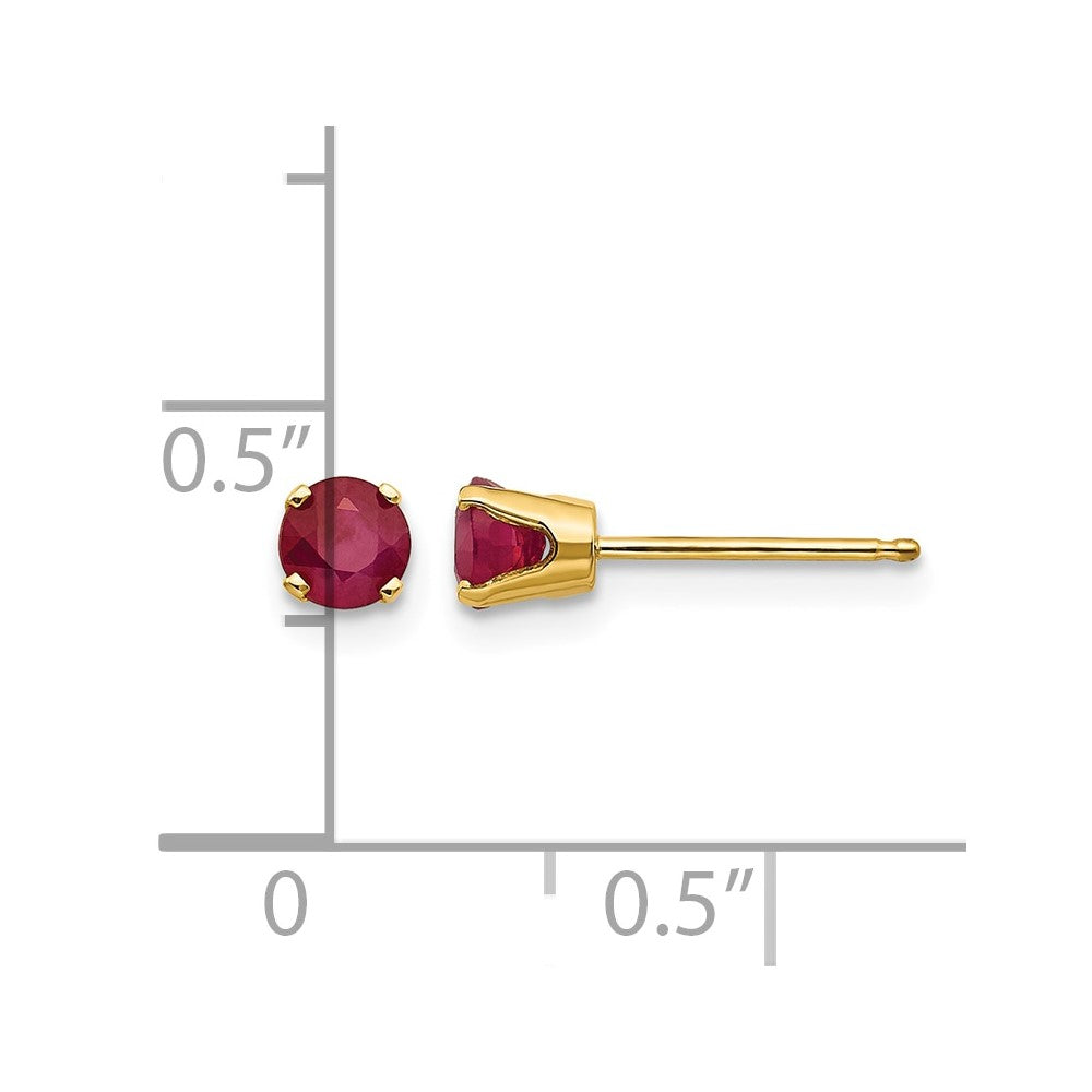 14k 4mm July/Ruby Post Earrings