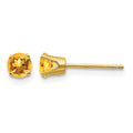 14k 4mm November/Citrine Post Earrings
