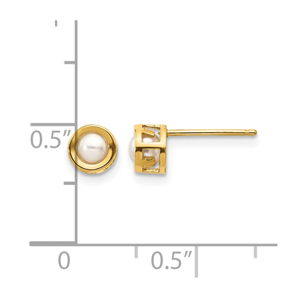 14k 4mm Bezel June/FW Cultured Pearl Post Earrings