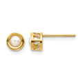 14k 4mm Bezel June/FW Cultured Pearl Post Earrings