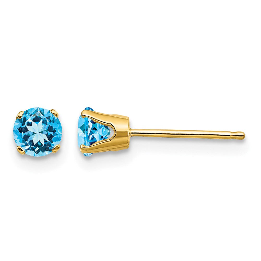 14k 4mm December/Blue Topaz Post Earrings