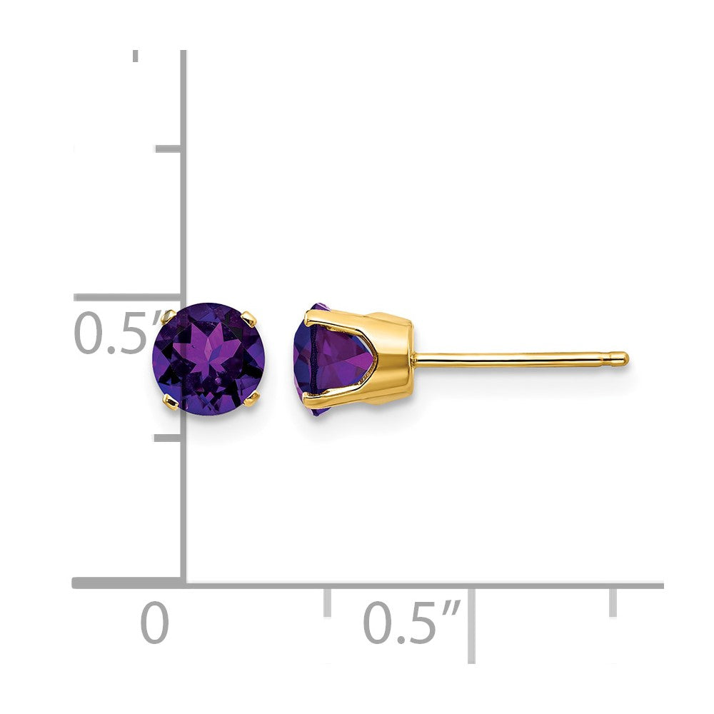14k 5mm Amethyst Earrings - February