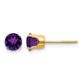 14k 5mm Amethyst Earrings - February