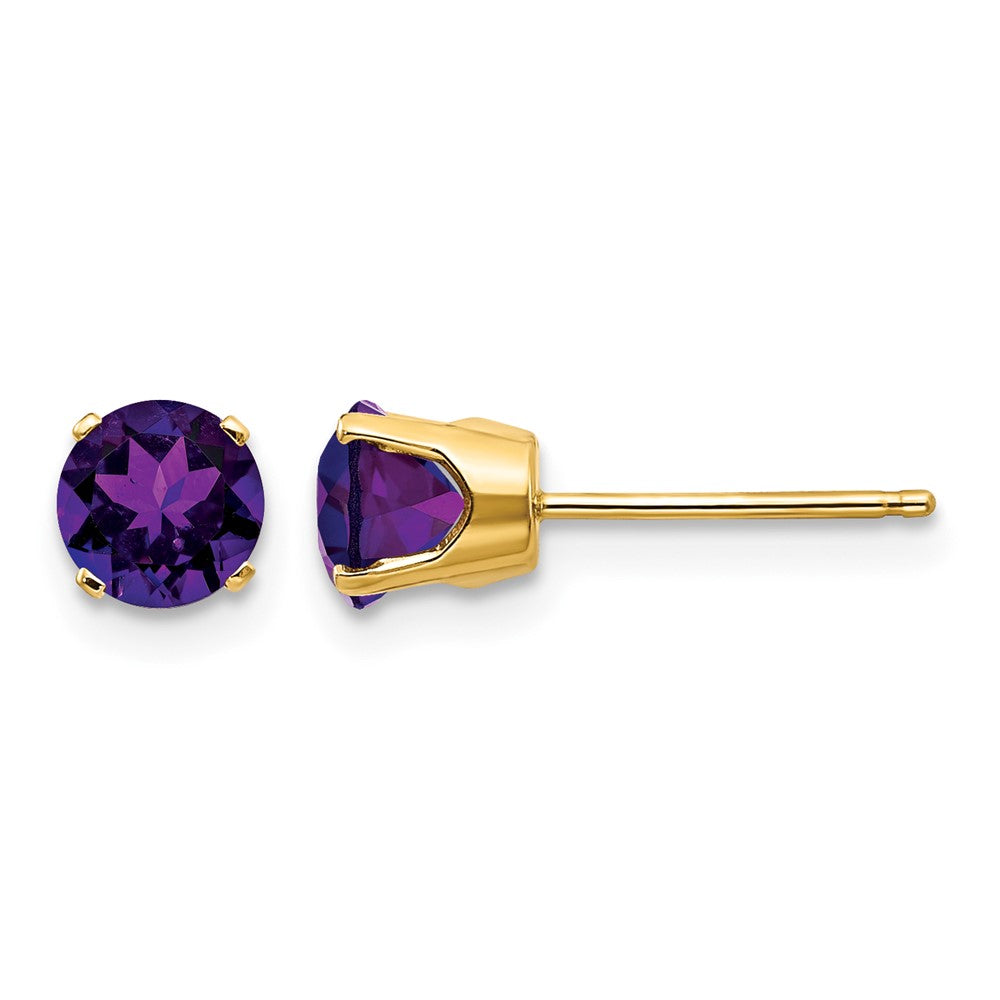 14k 5mm Amethyst Earrings - February