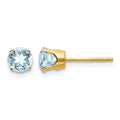 14k 5mm Aquamarine Earrings - March