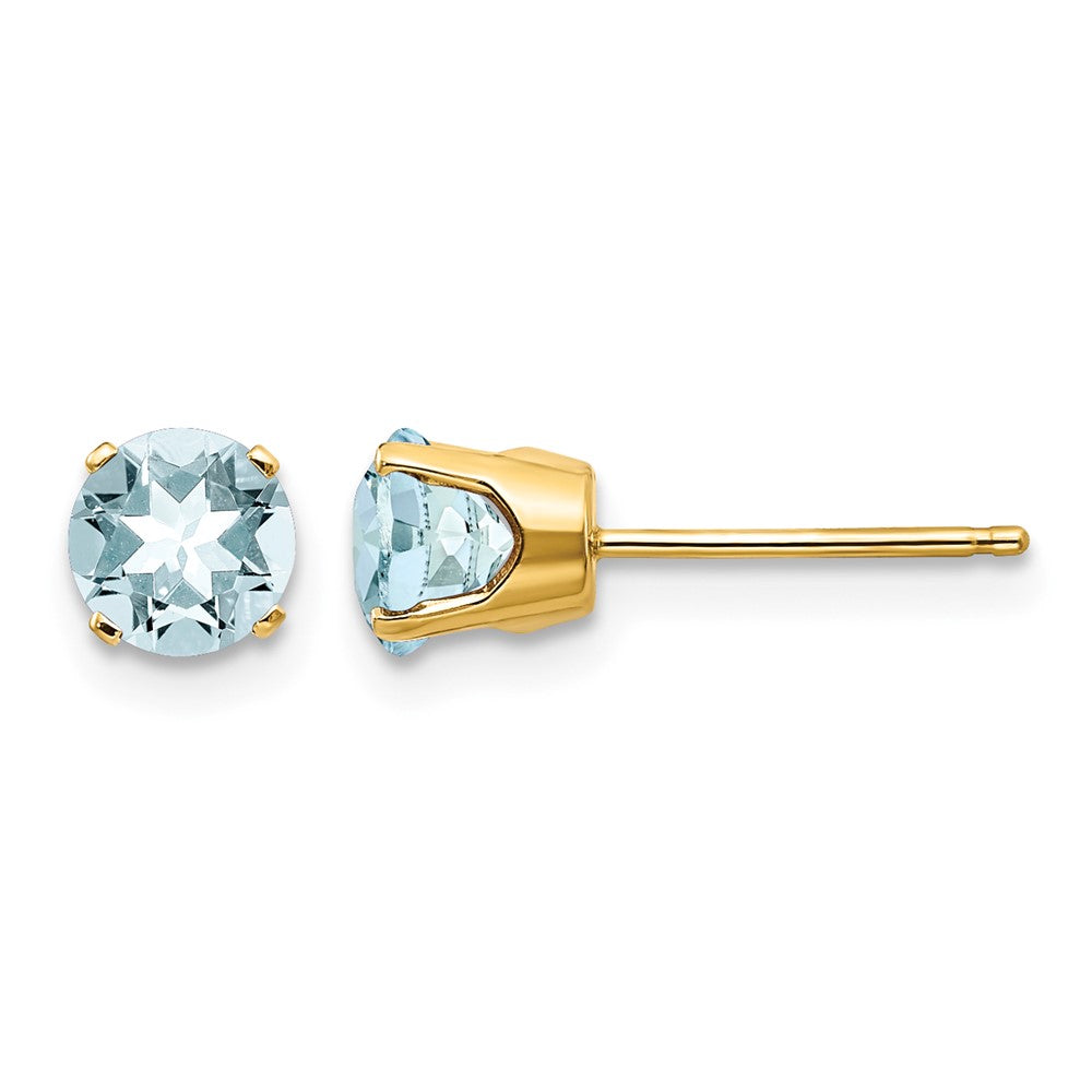 14k 5mm Aquamarine Earrings - March