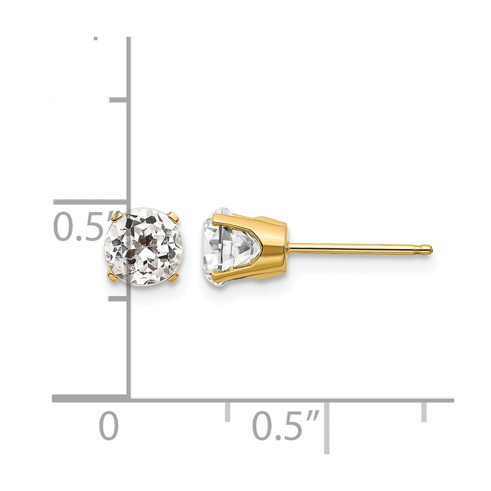 14k 5mm White Topaz Earrings - April