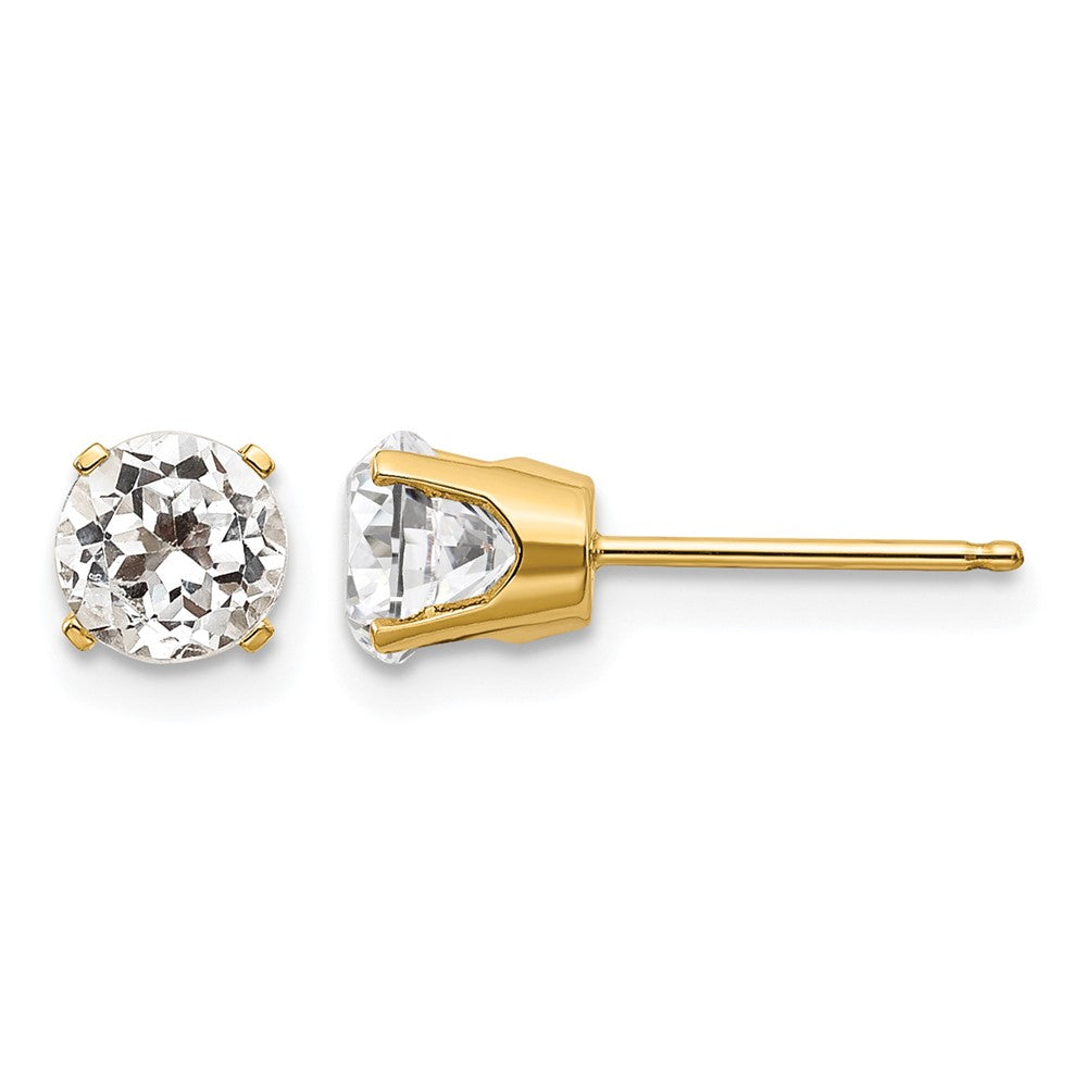 14k 5mm White Topaz Earrings - April
