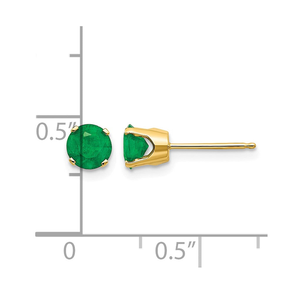 14k 5mm Natural Emerald Earrings - May