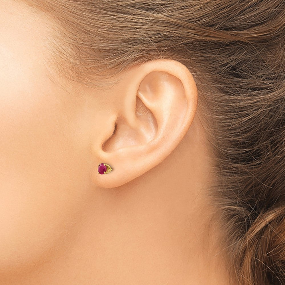 14k 5mm Ruby Earrings - July