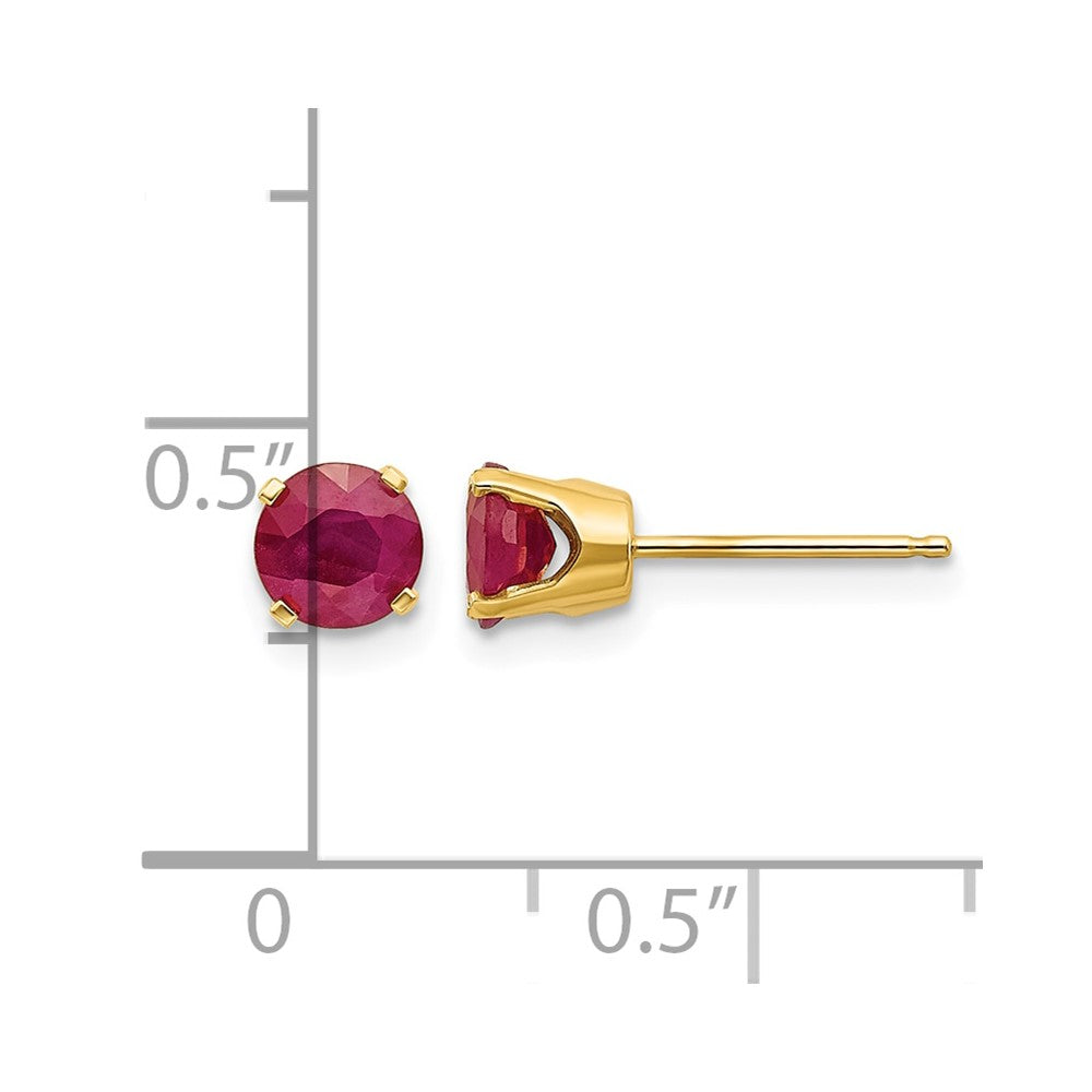 14k 5mm Ruby Earrings - July
