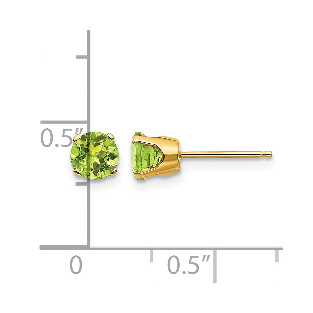 14k 5mm Peridot Earrings - August