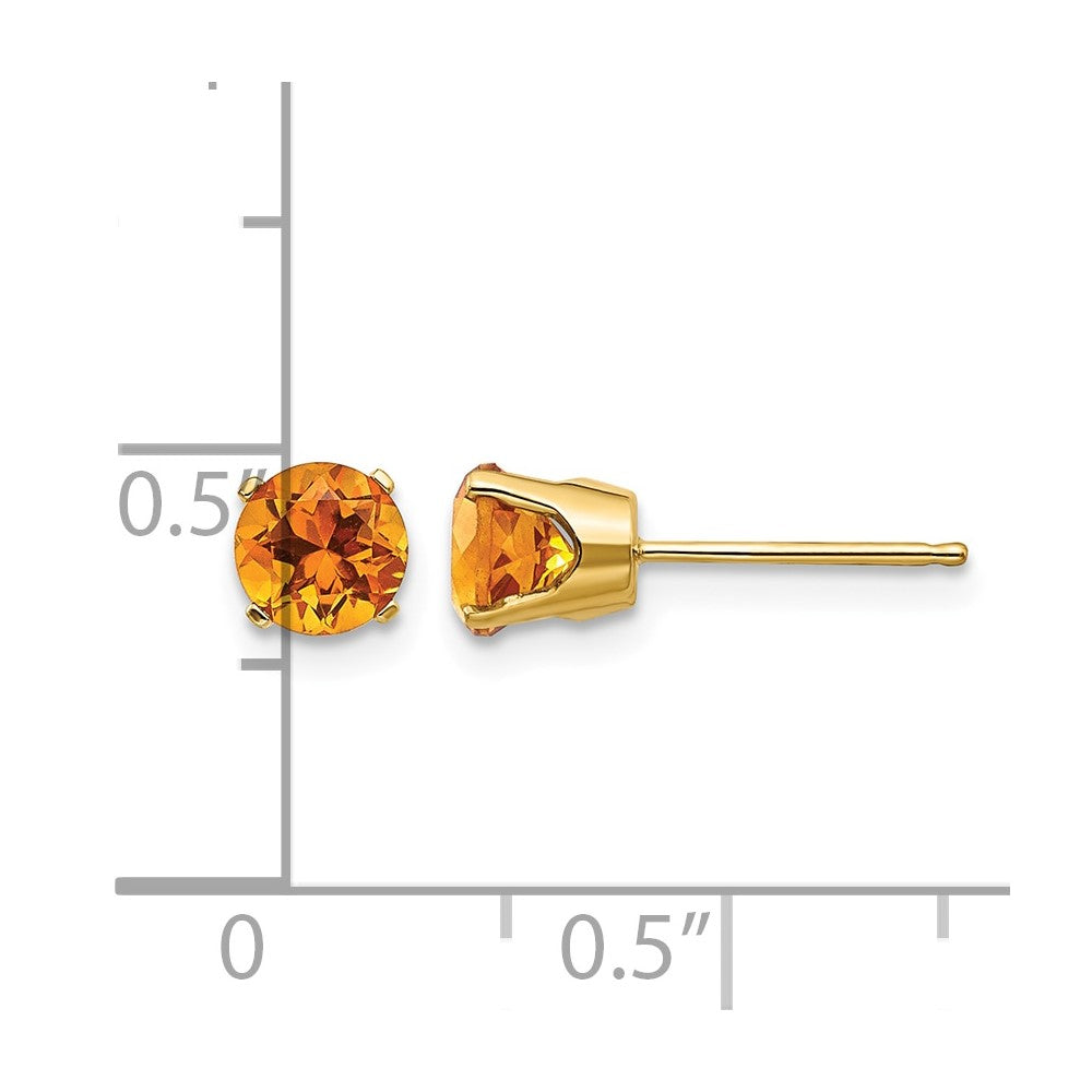 14k 5mm Citrine Earrings - November