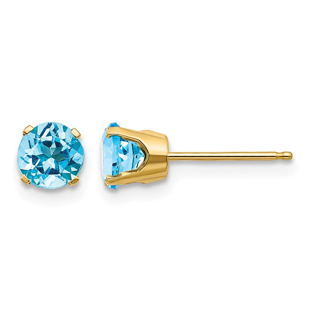 14k 5mm Blue Topaz Earrings - December