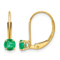 14k 4mm Round May/Emerald Leverback Earrings