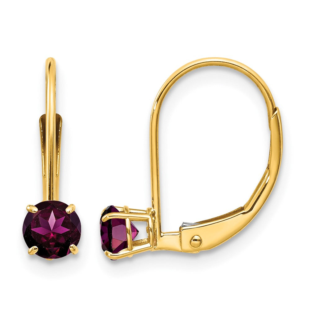 14k 4mm Round June/Rhodolite Leverback Earrings