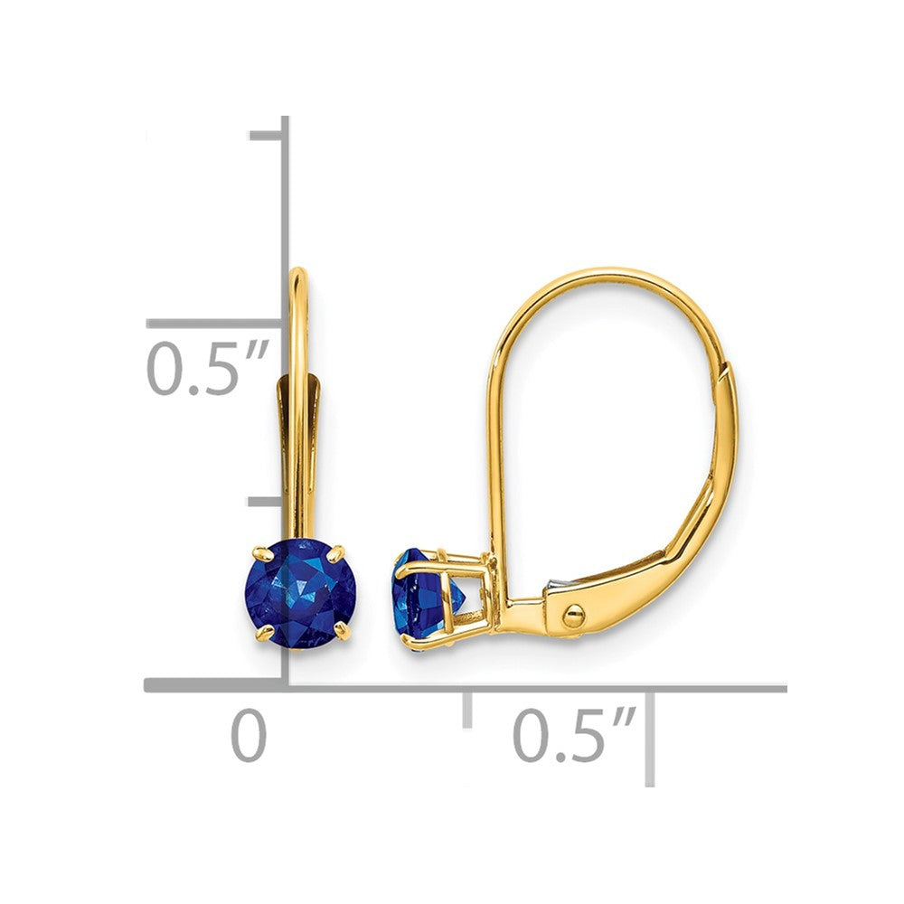 14k 4mm Round September/Sapphire Leverback Earrings