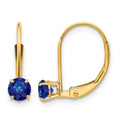 14k 4mm Round September/Sapphire Leverback Earrings