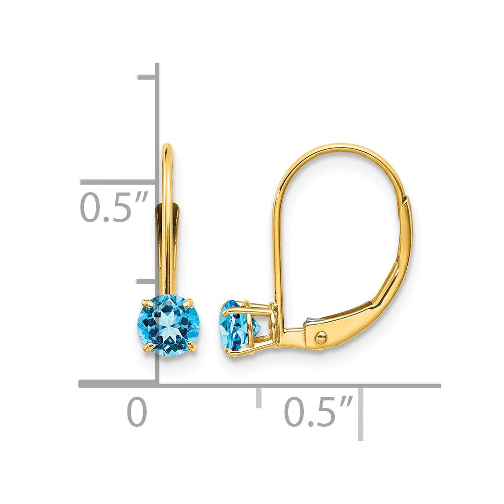 14k 4mm Round December/Blue Topaz Leverback Earrings