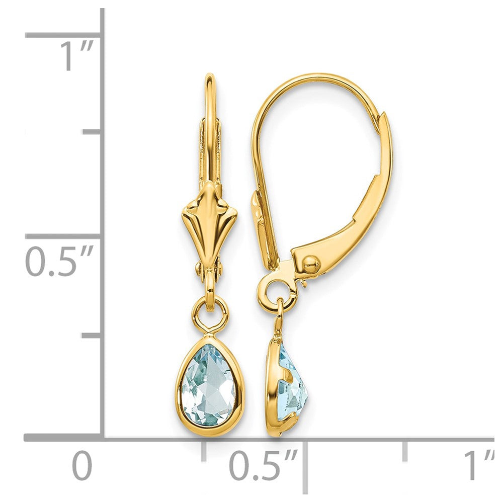 14k 6x4mm March/Aquamarine Earrings