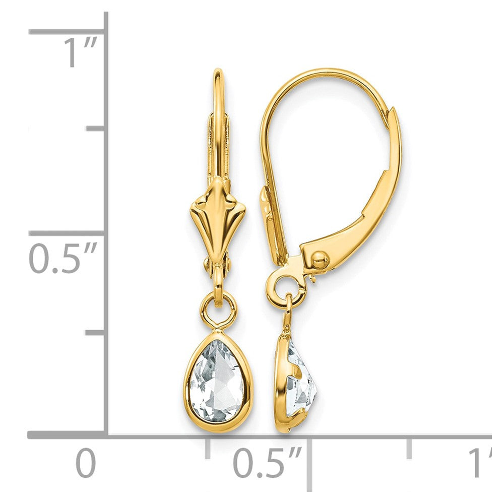 14k 6x4mm April White Topaz Earrings