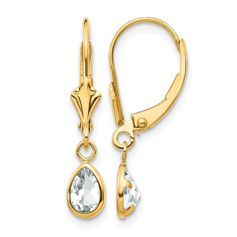 14k 6x4mm April White Topaz Earrings