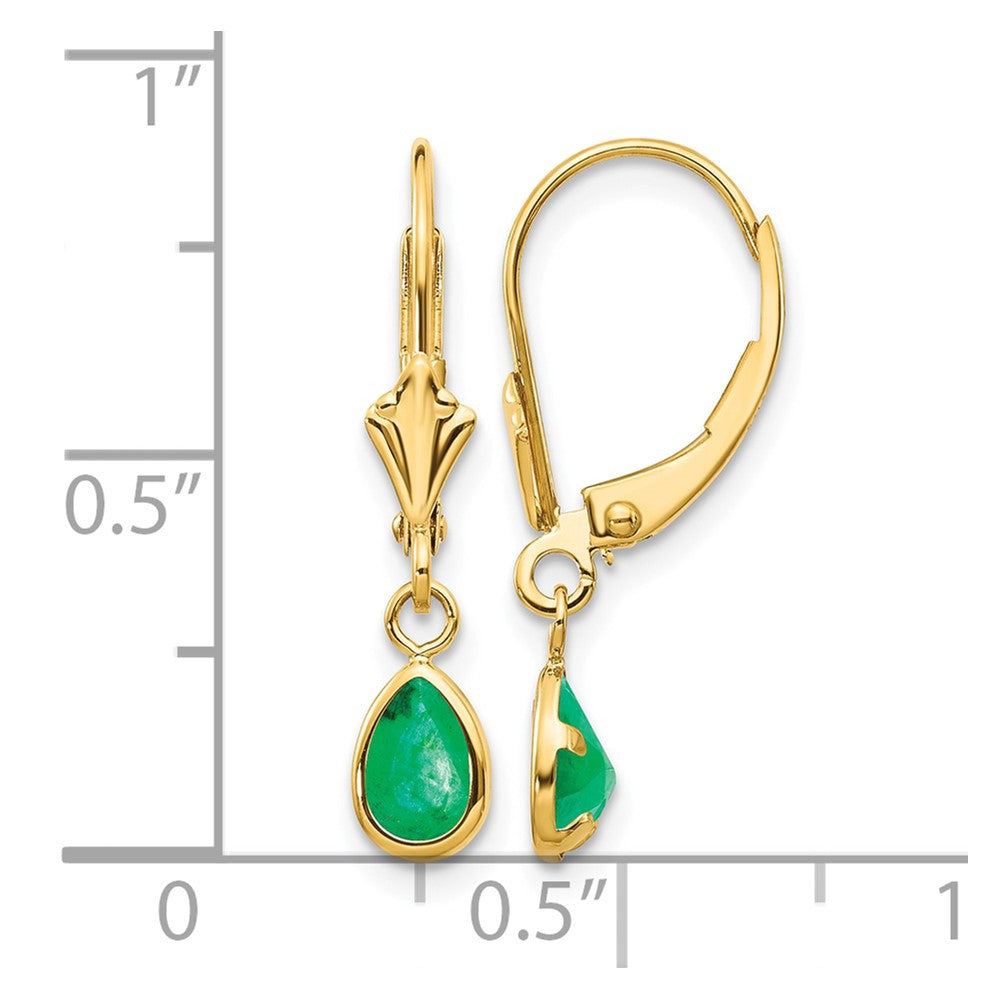 14k 6x4mm Emerald/May Earrings