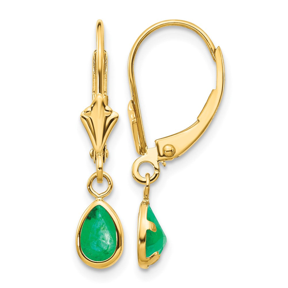 14k 6x4mm Emerald/May Earrings