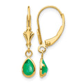 14k 6x4mm Emerald/May Earrings