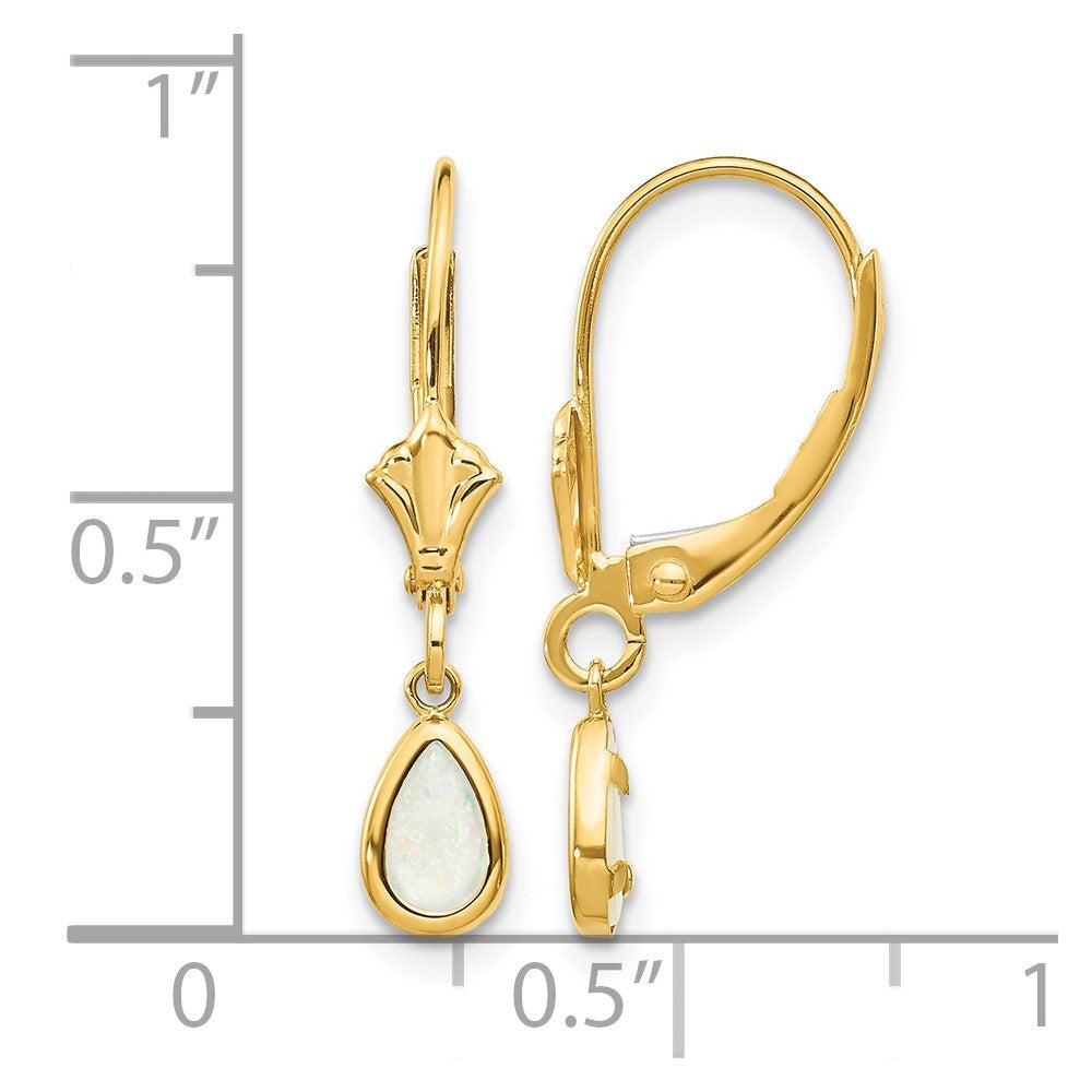 14k 6x4mm Opal/October Earrings
