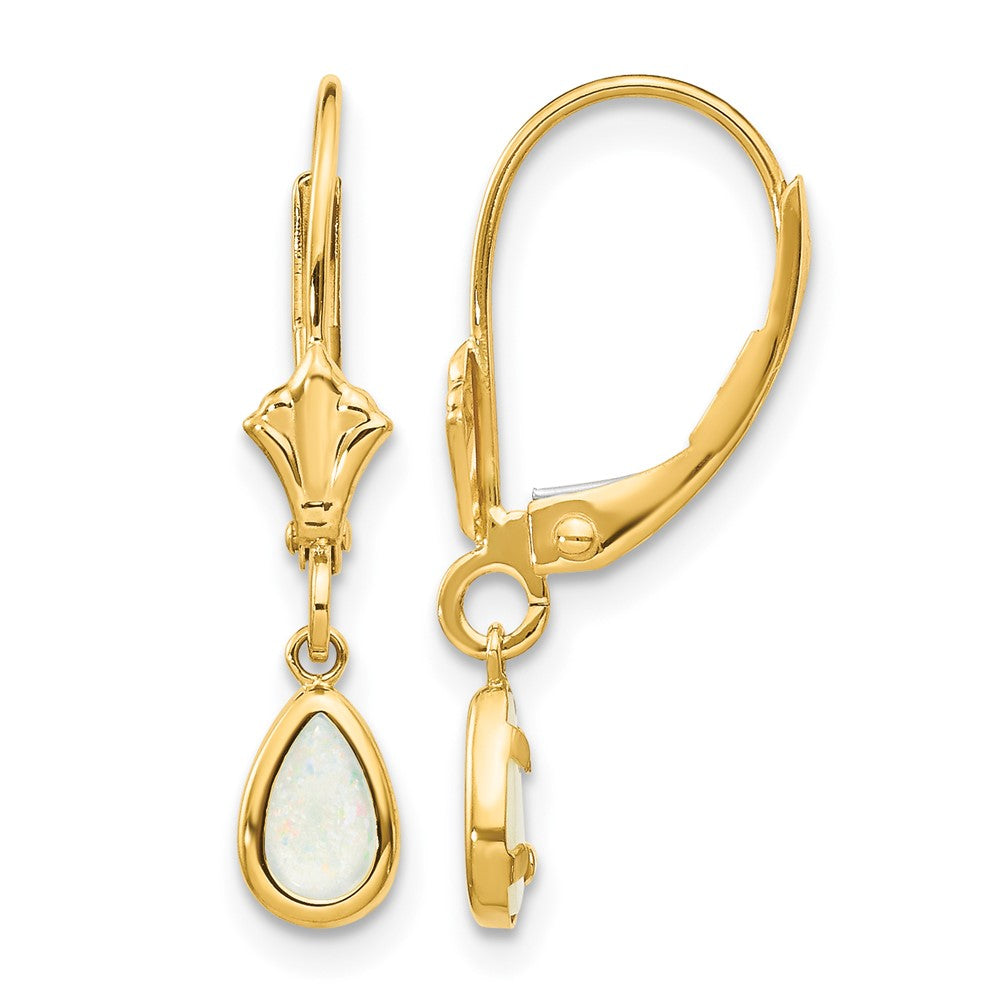 14k 6x4mm Opal/October Earrings