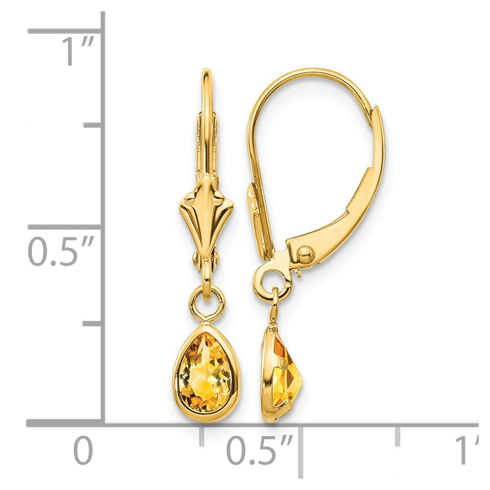 14k 6x4mm November/Citrine Earrings