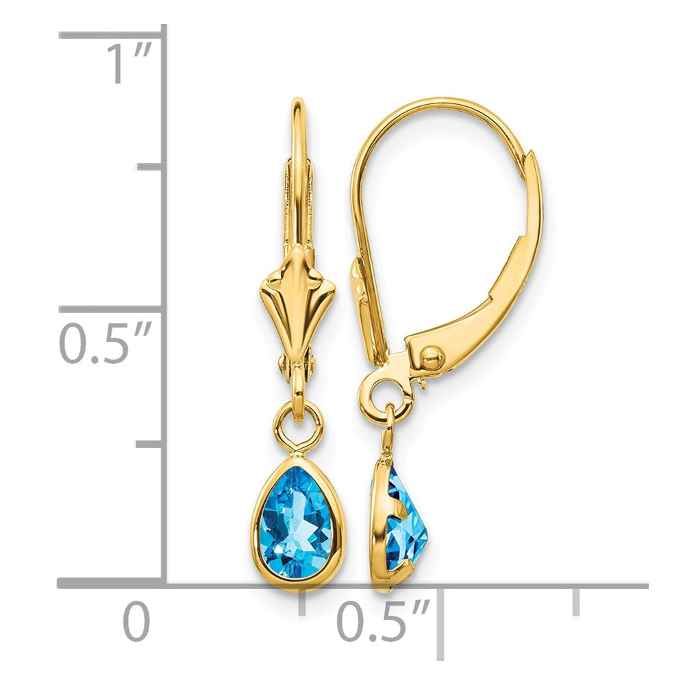 14k 6x4mm December/Blue Topaz Earrings