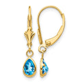 14k 6x4mm December/Blue Topaz Earrings