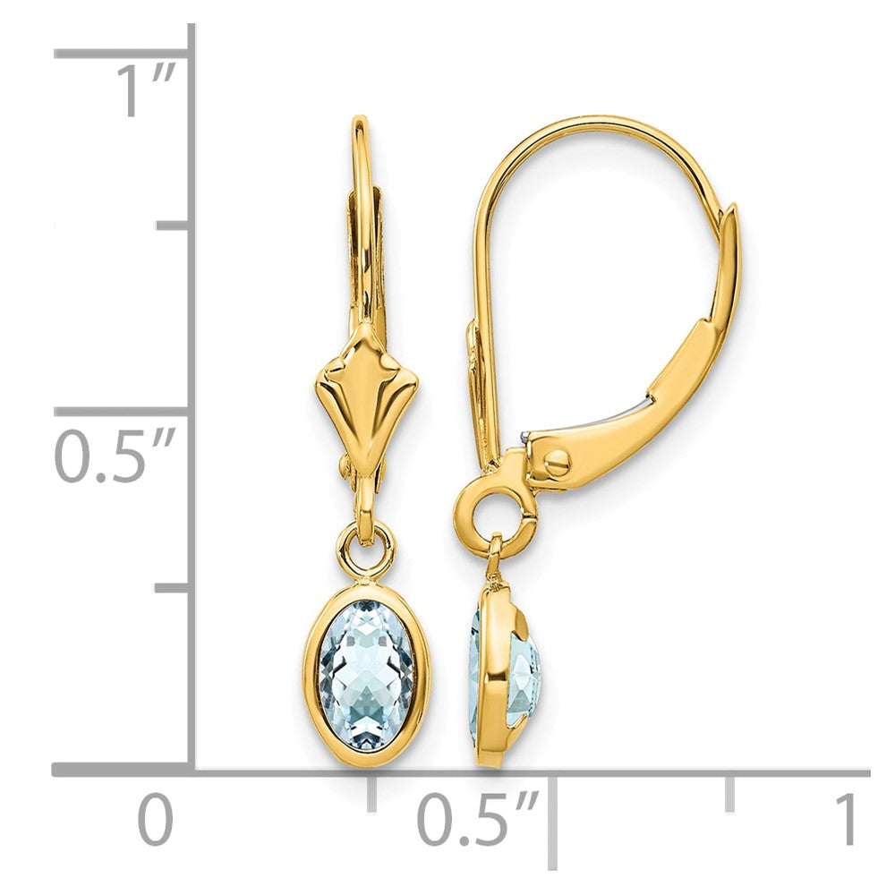 14k 6x4mm Aquamarine/March Earrings