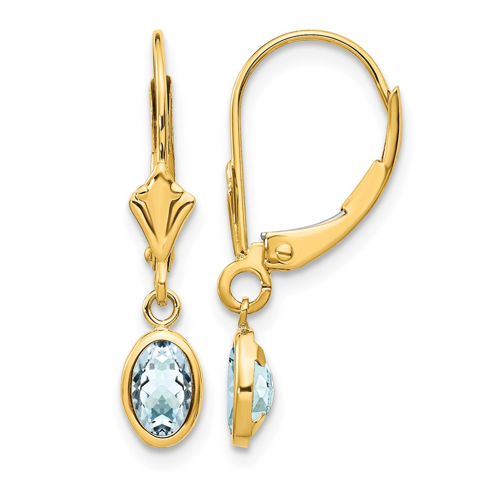 14k 6x4mm Aquamarine/March Earrings