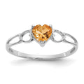 14k White Gold Citrine Birthstone Ring