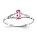 14k White Gold Pink Tourmaline Birthstone Ring
